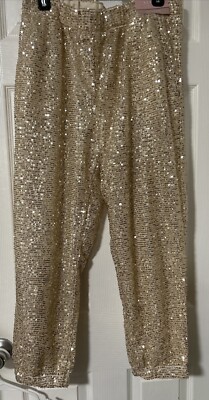 Serra Gold Sequin Joggers Pants Size L (12-14)