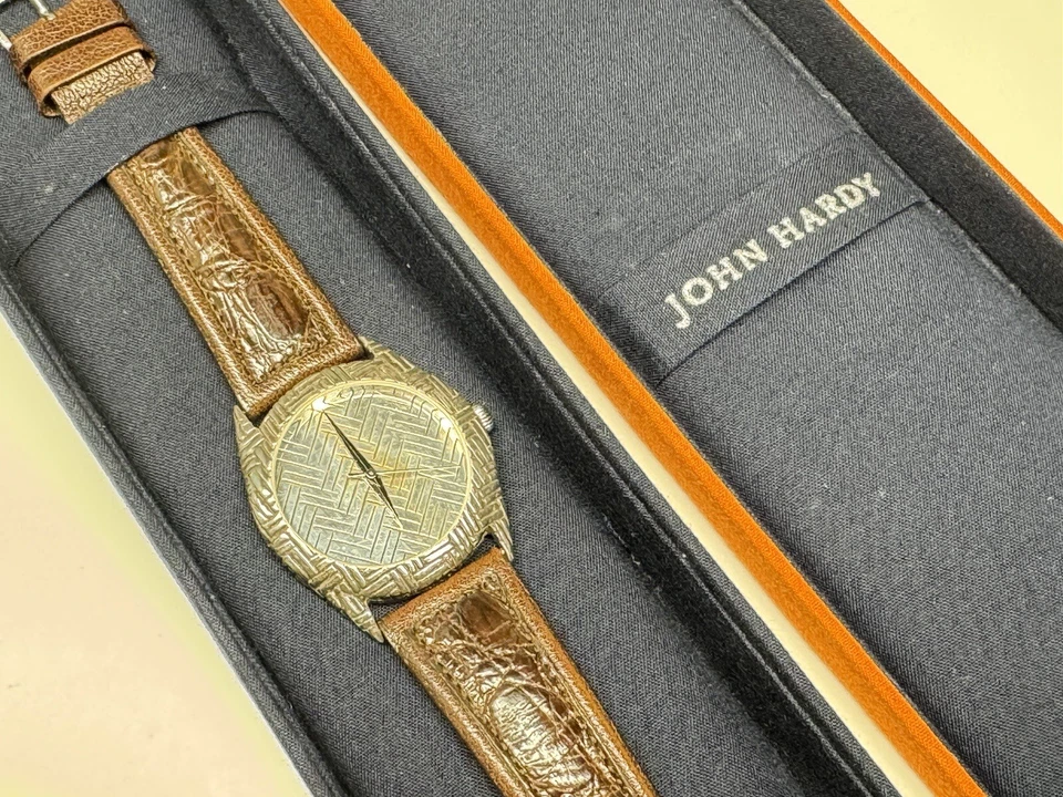 john hardy 925 sterling silver swiss made handcrafted wristwatch with box - Image 2 of 4