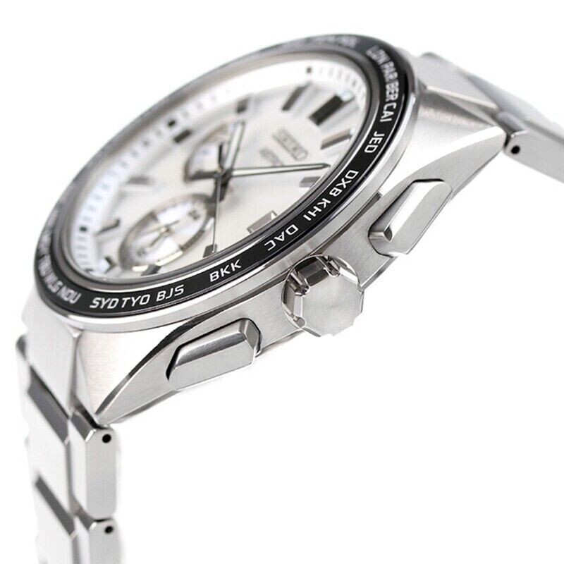 SEIKO ASTRON NEXTER SBXY049 White Titanium Dual Time Solar Men