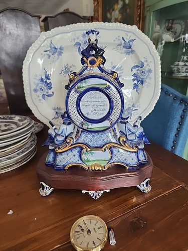 Hermle Porcelain Delft Hand Painted Table Top Clock Quartz Porcelain Feet - Picture 17 of 24