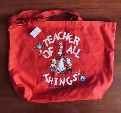 Dr Seuss Teacher Of All Things Tote Bag Red New Cat in the Hat Universal Studios