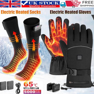 Electric Heated Gloves Rechargeable Battery with Electric USB Heated Socks  UK UK