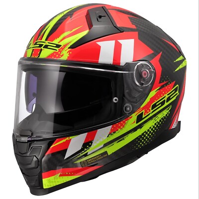 LS2 FF811 Vector II Carbon Tantic Red Yellow Gr. L Motorradhelm Carbonhelm