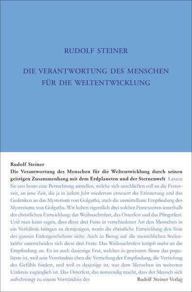 Die Verantwortung Des Menschen Für Die Weltentwickelung Durch Seinen