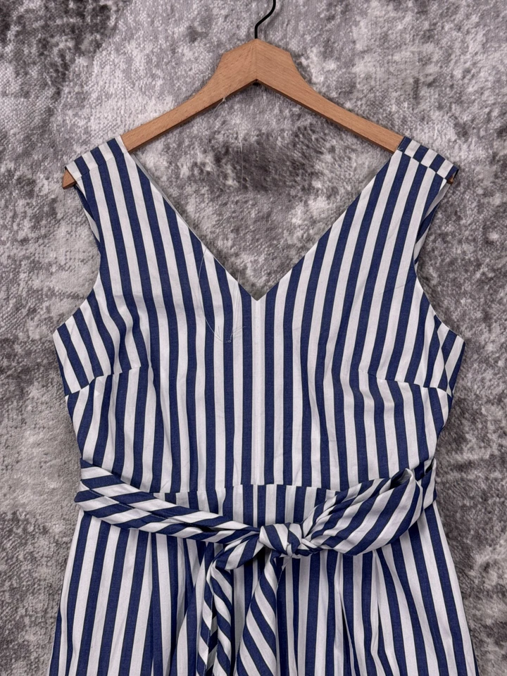 Mono J Crew 8 para mujer azul a rayas cruzado pierna ancha Foto 2 de 4