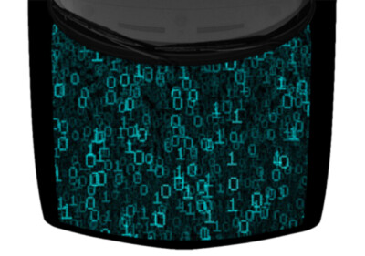 Binary Numbers Data Sequence Truck Hood Wrap Vinyl Car Graphic Decal 58''x65''