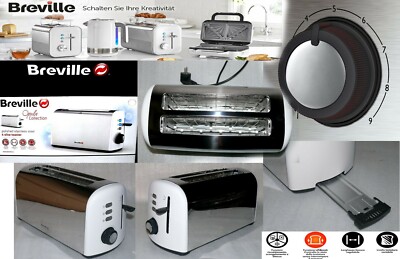 Breville Opula Familie XXL Langschlitz Toaster 1500W Krümelfach Polish Edelstahl
