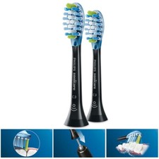 2x Philips Sonicare C3 Premium Plaque Control Black Brush Heads  No Box