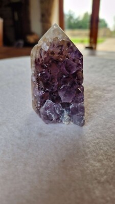 Premium Amethyst Quarz lila Druzy Side Point 27 Kristall Turm 207g