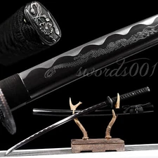 black dragon japanese samurai katana sword carbon steel engraved blade full tang