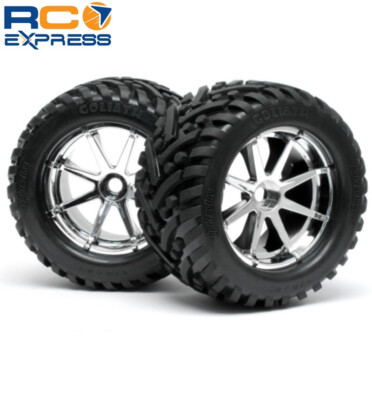 hpiサベージ　タイヤ　GOLIATH HPI Racing Mounted Goliath Tire & Blast Chrome Wheel (1 pr