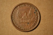 1837 Hard Times Token- Phoenix Rising/ May Tenth- EF