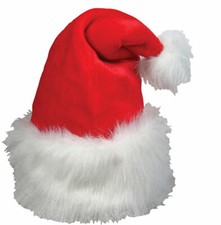DELUXE SANTA HAT ADULT SZ LARGE SUPER PLUSH SANTA HAT RED VELVETY SHIPS FREE
