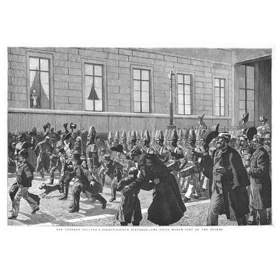 DEUTSCHLAND Kaiser Wilhelms 88. Geburtstag Parade - antiker Druck 1885