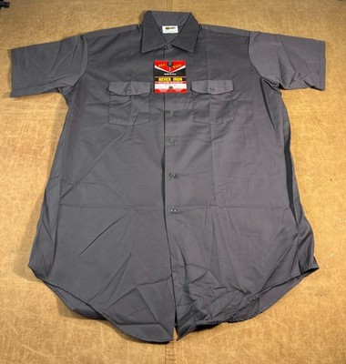 Key Imperial Two Pocket Workwear Dead Stock Grey Button Up Shirt XL Mens