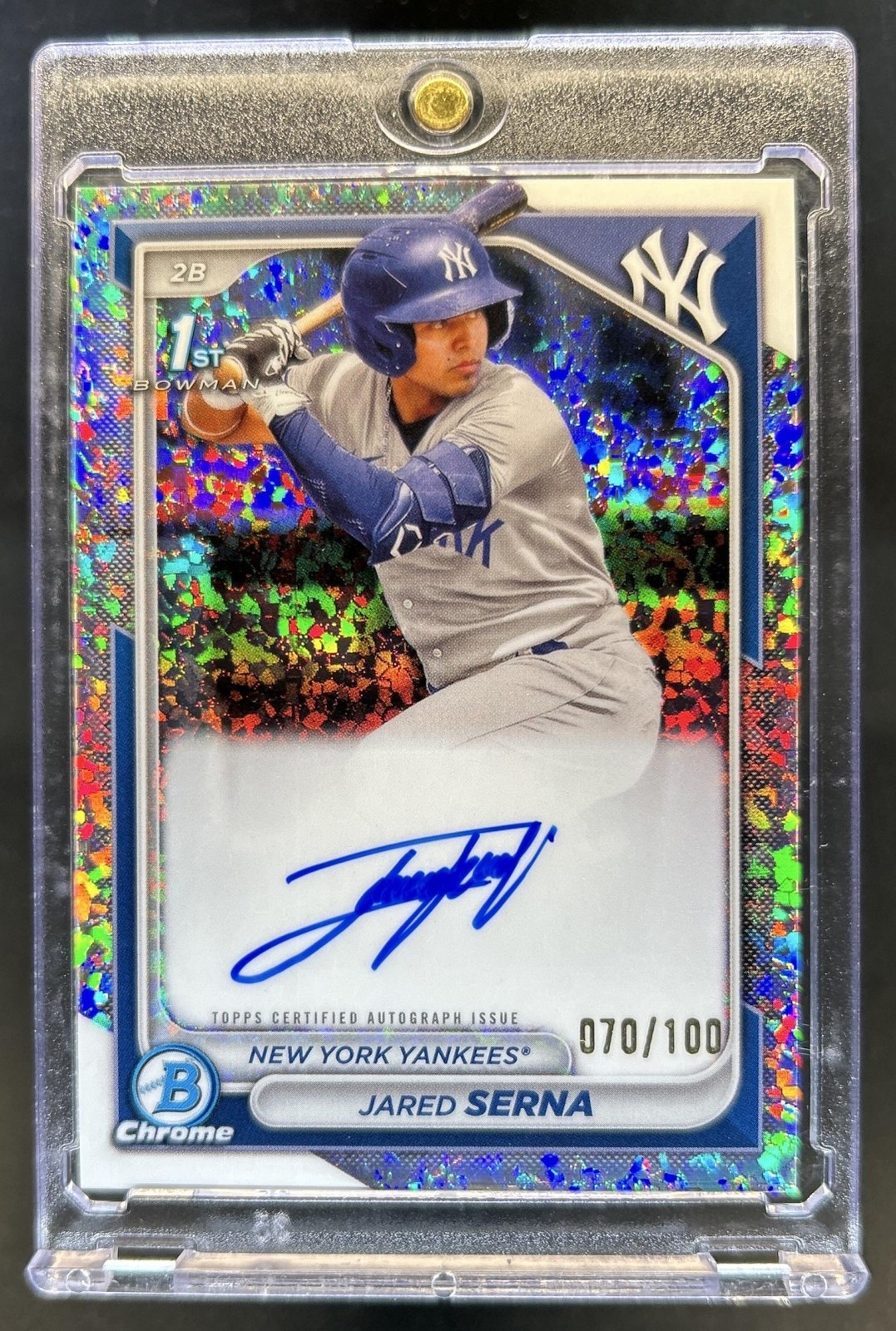2024 Bowman Jared Serna Chrome Auto Mini Diamond Refractor 1st #/100 Yankees
