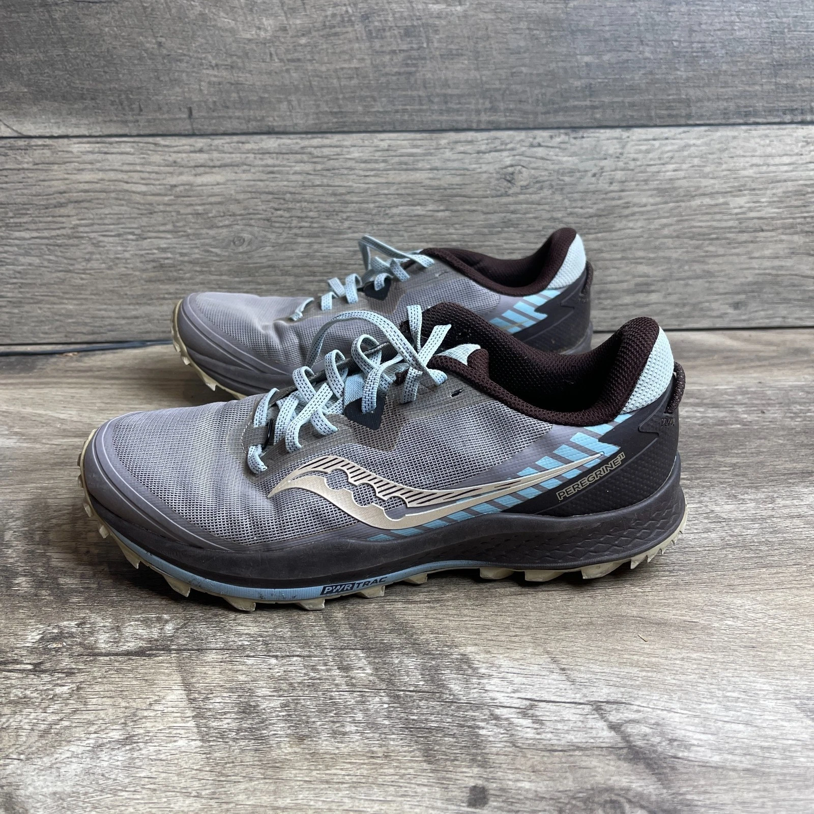 Saucony Peregrine 11 S10641-35 Womens 9.5 Trail Running Shoes Linen Gray Sneaker