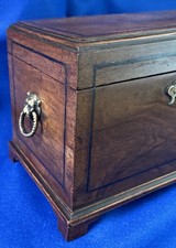 C1790 Georgian Tea Caddy Jewellery Box Mahogany Silk Lining Lock & Key