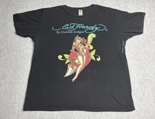 Ed Hardy Shirt Mens 2XL Black By Christian Audigier Tattoo Devil Pin-Up Made USA