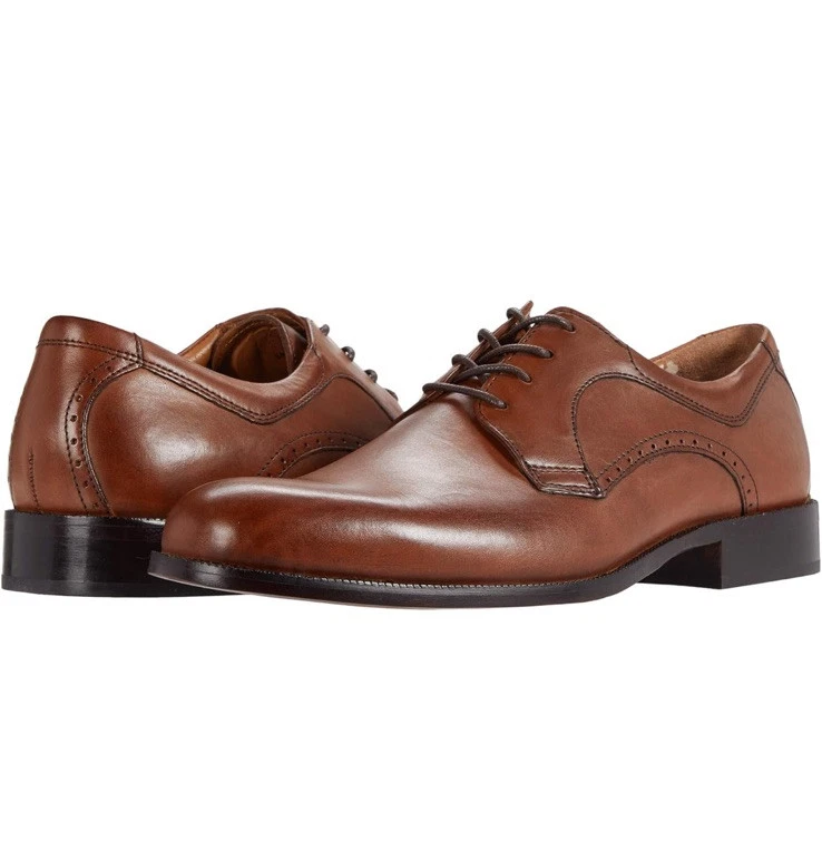 Men Johnston & Murphy Harmon Plain Toe Oxford Shoes Tan Brown Leather 59-2016