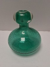 Aqua Glass Vase, Hand Blown, Bubbles, Very Nice 