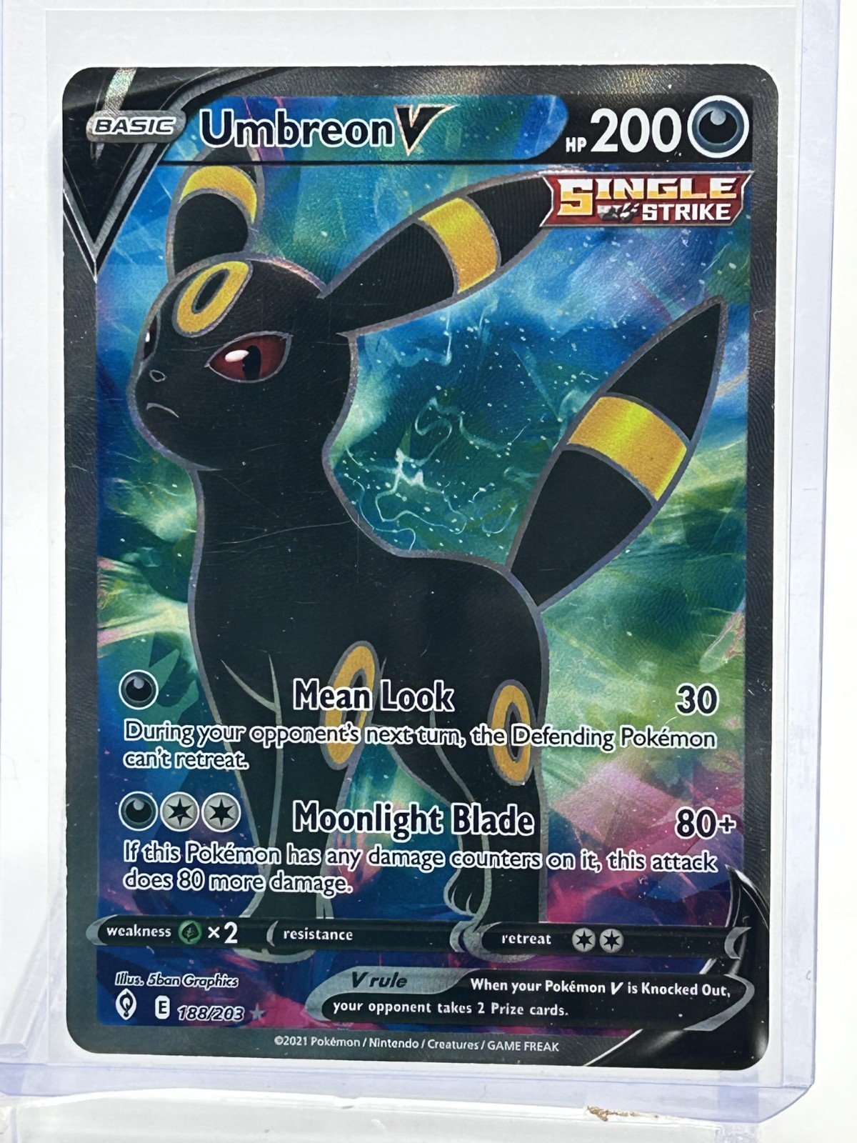 	Umbreon V (Full Art) – 188/203 : Evolving Skies (SWSH07) M/NM
