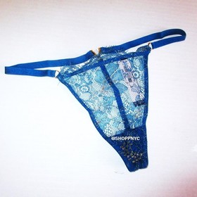 Victoria Secret Very Sexy Push-Up Bra set V-String panty Blue Sapphire Lace 38D