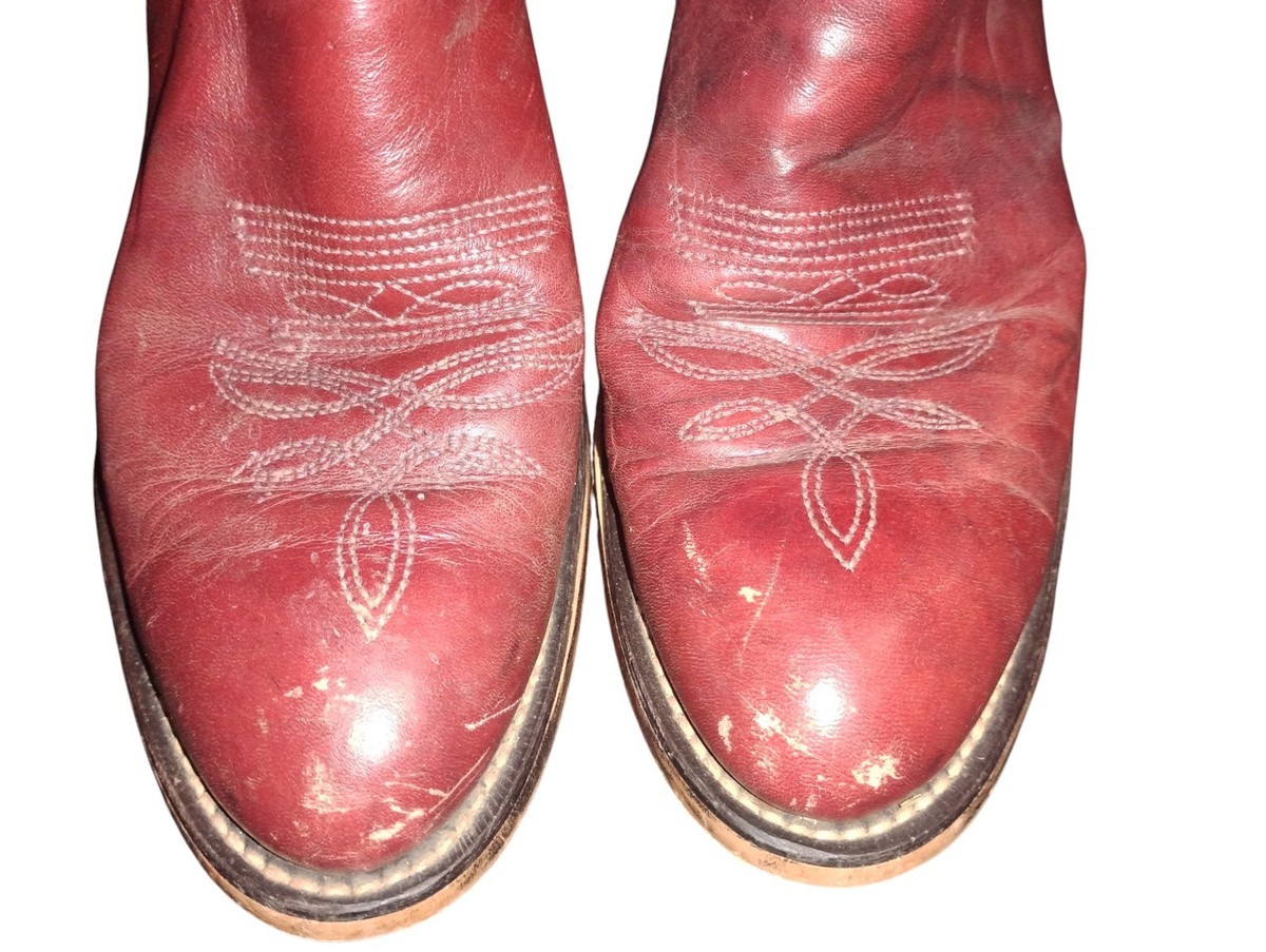 Vintage Wrangler Western Boots Womens 7 M  Deep Red Made In USA  Pointed Toe View 6