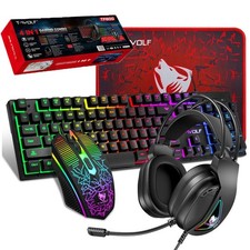 4 in 1 Gaming LED Keyboard Mouse Headset  Mousepad Bundle for Xbox PS4 PC Gamer