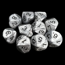 Koplow Olympic Silver 10 x D10 Dice Set