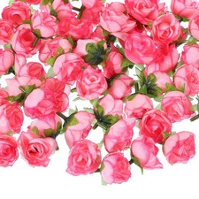 100 Pcs 1.18 Inch Mini Artificial Rose Flower Heads Silk Bouquet, Pink