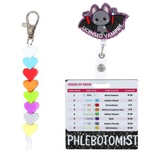 4PCS Phlebotomy Badge Reel Kit,Order of Draw Card with Bling Black