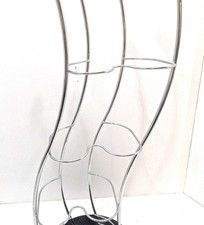 Vtg Chrome Wave CD Storage Tower Silver Wire Black Wood Base Holds 45 Atlantic?