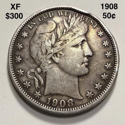 1908 Barber Half Dollar 50c Higher Grade XF