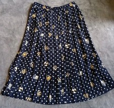 Vintage 90s Navy Polka Dot Shield  Crest Maxi Skirt Pleated Nautical Size 14