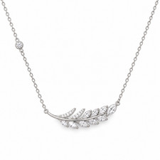 Feather Pendant Necklace 925 Sterling Silver Nature Dainty Bride Gift for Her