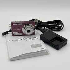 Nikon COOLPIX S220 Digital Camera Purple 10MP w/ Charger Parts/Repair AS-IS