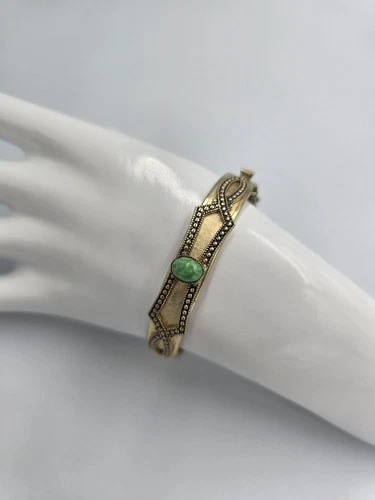 Vintage Whiting And Davis Art Deco Cuff Bracelet Bangle Gold Tone Jewelry