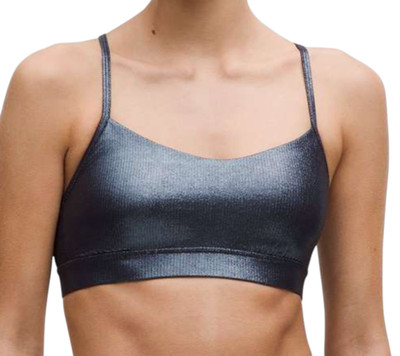 LULULEMON Flow-Y Bra Nulu MINIMALIST Shine Blue/Black Night RADIATE FOIL sz 4