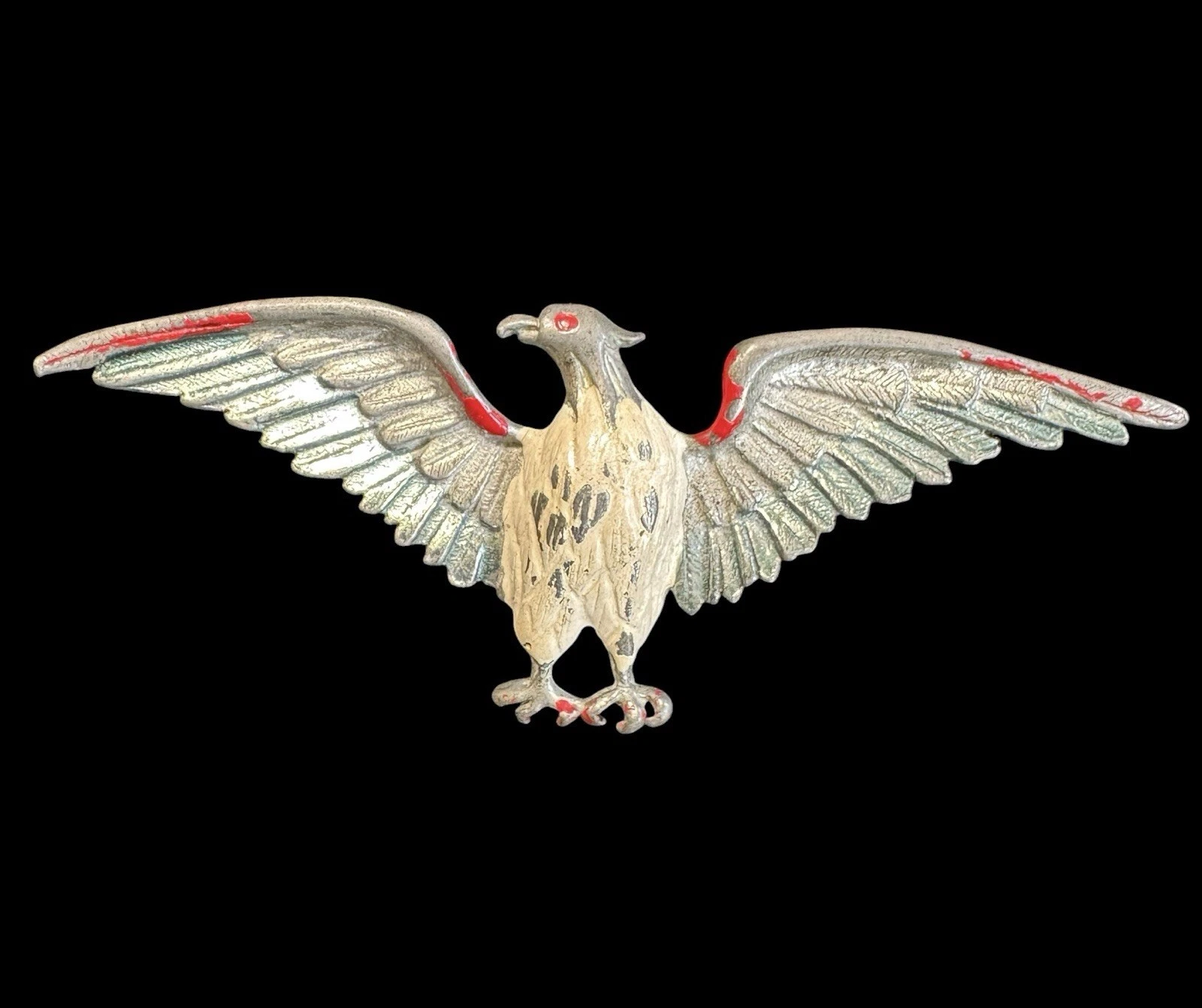 WWI Pot Metal Patriotic Eagle Brooch Red White Blue Enamel C Catch