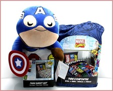 5 Piece - MARVEL COMICS Comforter Sheet Set Plush 24" CAPTAIN AMERICA - TWIN