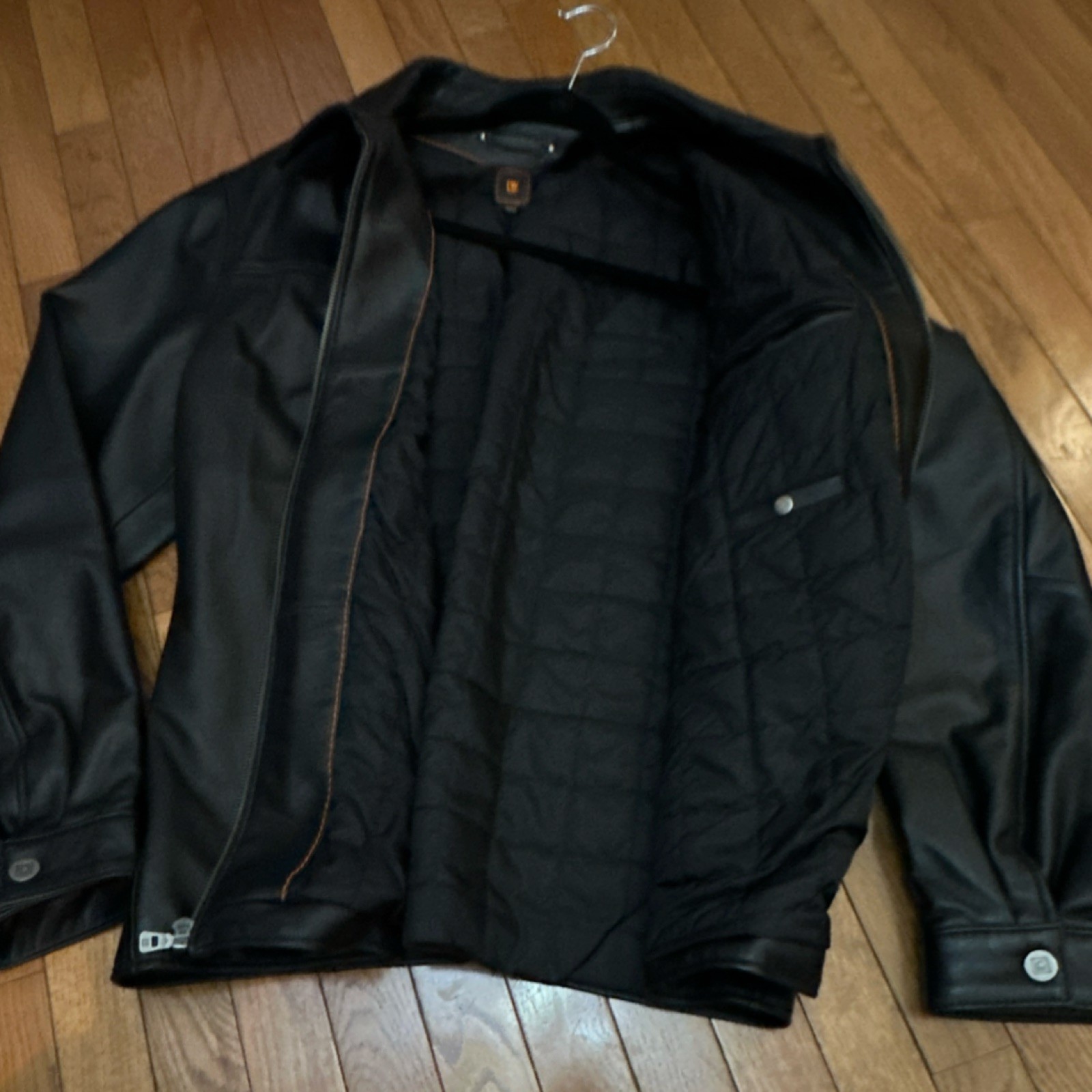 Wilsons Leather Black Button Jacket Lined Button … - image 2