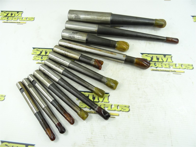 NEW LOT OF 12 ASSORTED CARBIDE TIPPED END MILLS 3/8" TO 3/4" DIA