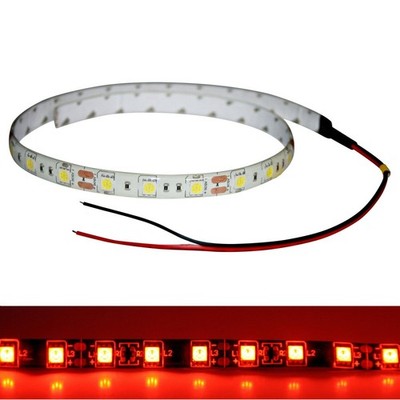 (2-Pack) Red LED Light Strip Flexible Flat Waterproof Self-Stick 12V DC 1-4FT
