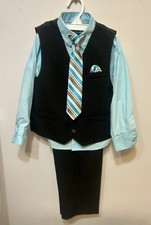 Boy's 4 Piece Suit 6 Arrow Blue Black Easter Tie Vest - NWOT