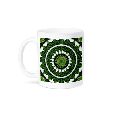 3dRose, Geometric Mandala Meditation In Green, Mug