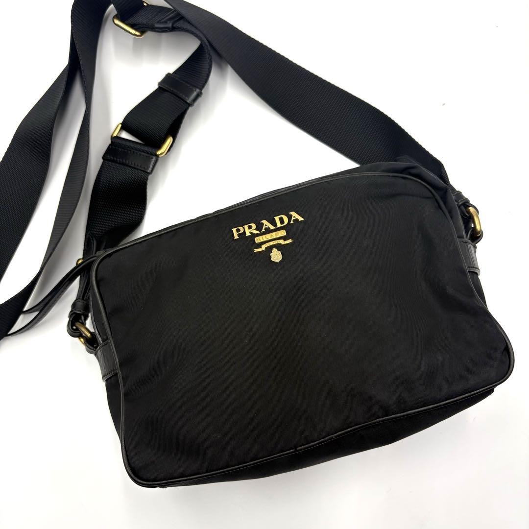 Prada Black Nylon and Leather Shoulder Bag
