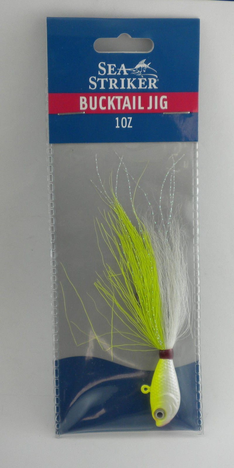 Sea Striker SSBTJ1-CW 1 oz Bucktail Jig Chart-White Head Chart-Wh Tail Red Wrap