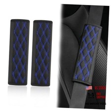 2PCS Car Seat Belt Cover Pads,Leather Seatbelt Covers Protect Black/Blue