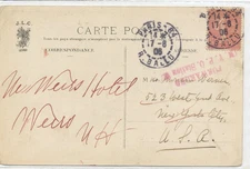 Postcard - Postal Mark - FORWARDED NYPO Station W postmark Paris 84 1906 R Ballu